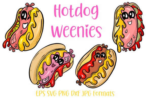 4 Weenie Hot Dog Cartoon Characters SVG: A Playful Design Toolkit