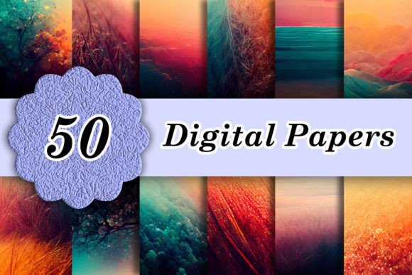 50 Nature Gradient Lights Digital Papers for Designers