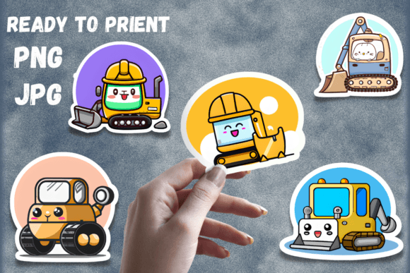 Charming Construction Machine Stickers for Creative Projects