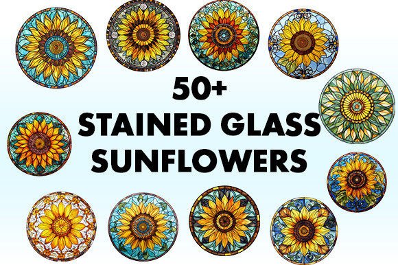 Stained Glass Sunflowers: A Circular Design Collection